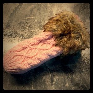 New Pink Knit Mittens w/ Fleece Lining